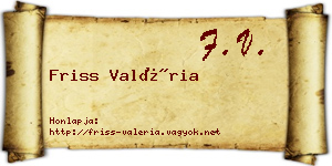 Friss Valéria névjegykártya