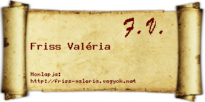 Friss Valéria névjegykártya